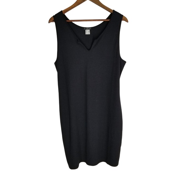 VENUS Dresses & Skirts - Venus Black Ribbed Knit Sleeveless Notched V-Neck‎ Tank Dress Womens 1X Comfy